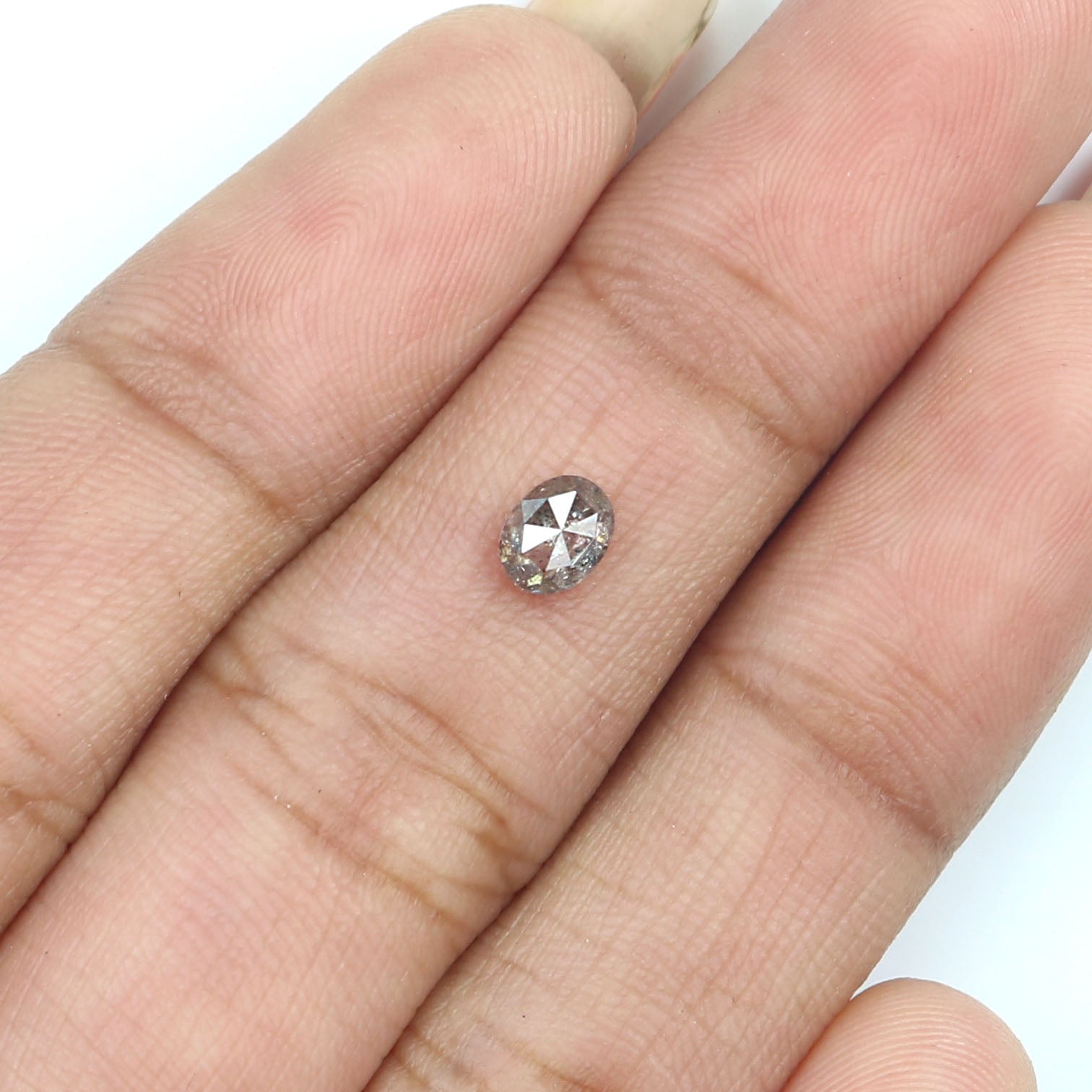 0.41 Ct Natural Loose Oval Shape Diamond Salt And Pepper Oval Diamond 4.80 MM Natural Loose Black Gray Color Oval Rose Cut Diamond LQ8820