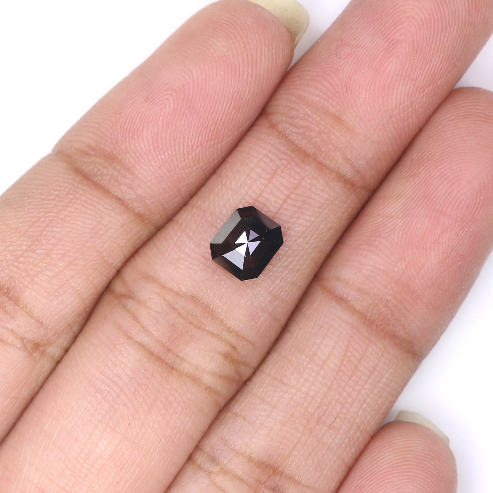 0.78 CT Natural Loose Emerald Shape Diamond Brown Color Emerald Diamond 6.00 MM Natural Loose Black Color Emerald Rose Cut Diamond LQ7974