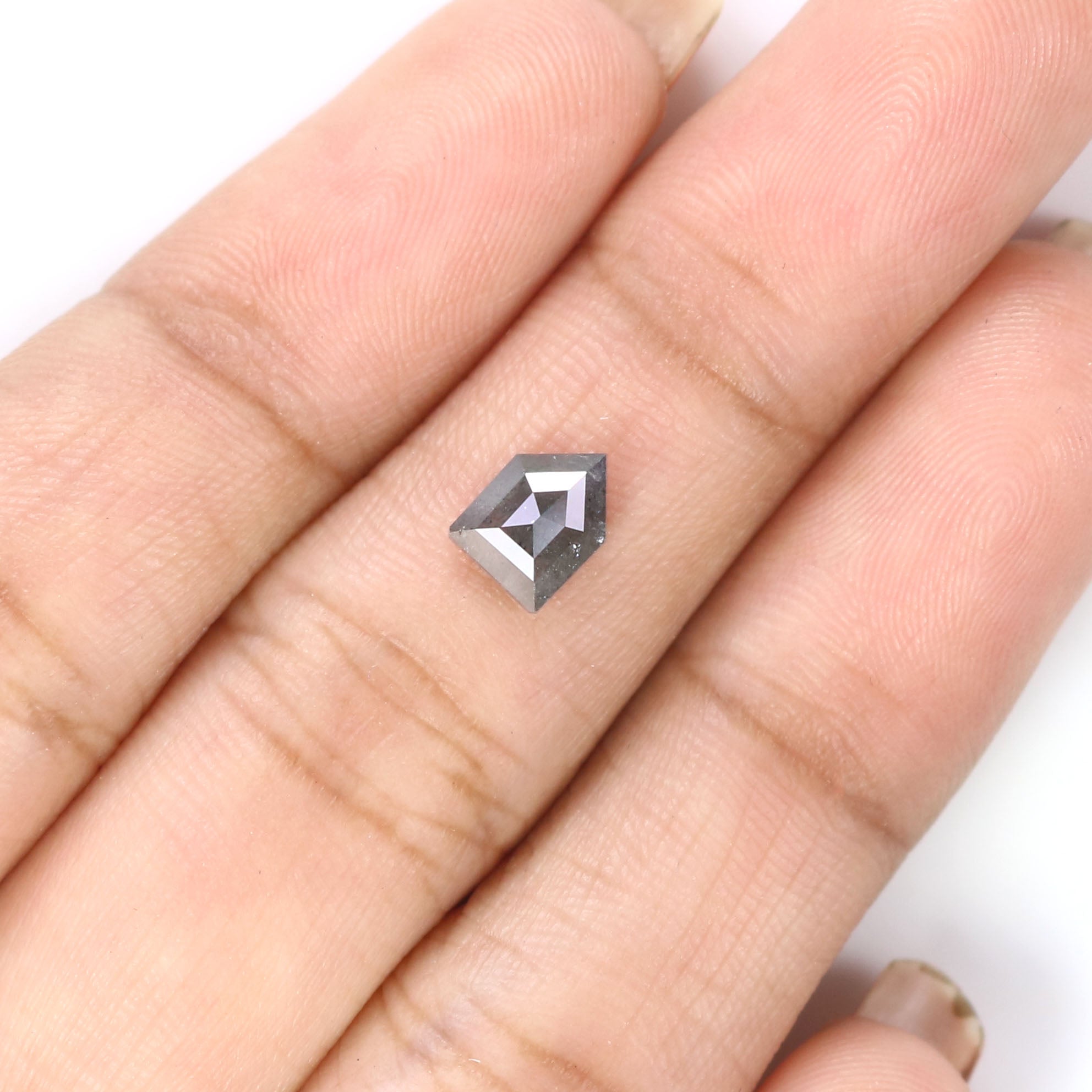 0.80 Ct Natural Loose Shield Shape Diamond Salt And Pepper Shield Diamond 6.75 MM Natural Black Grey Color Shield Rose Cut Diamond LQ8190