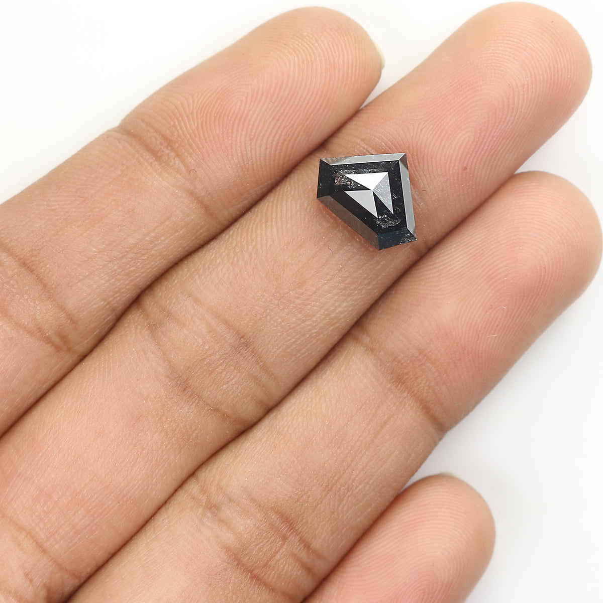 3.03 Ct Natural Loose Shield Shape Diamond Salt And Pepper Shield Cut Diamond 8.20 MM Black Gray Color Shield Shape Rose Cut Diamond QL1117