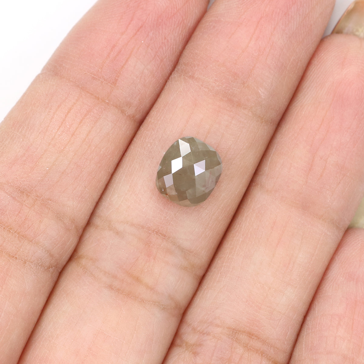 1.90 CT Natural Loose Oval Shape Diamond Grey Color Oval Cut Diamond 8.00 MM Natural Loose Diamond Grey Color Oval Rose Cut Diamond LQ7824