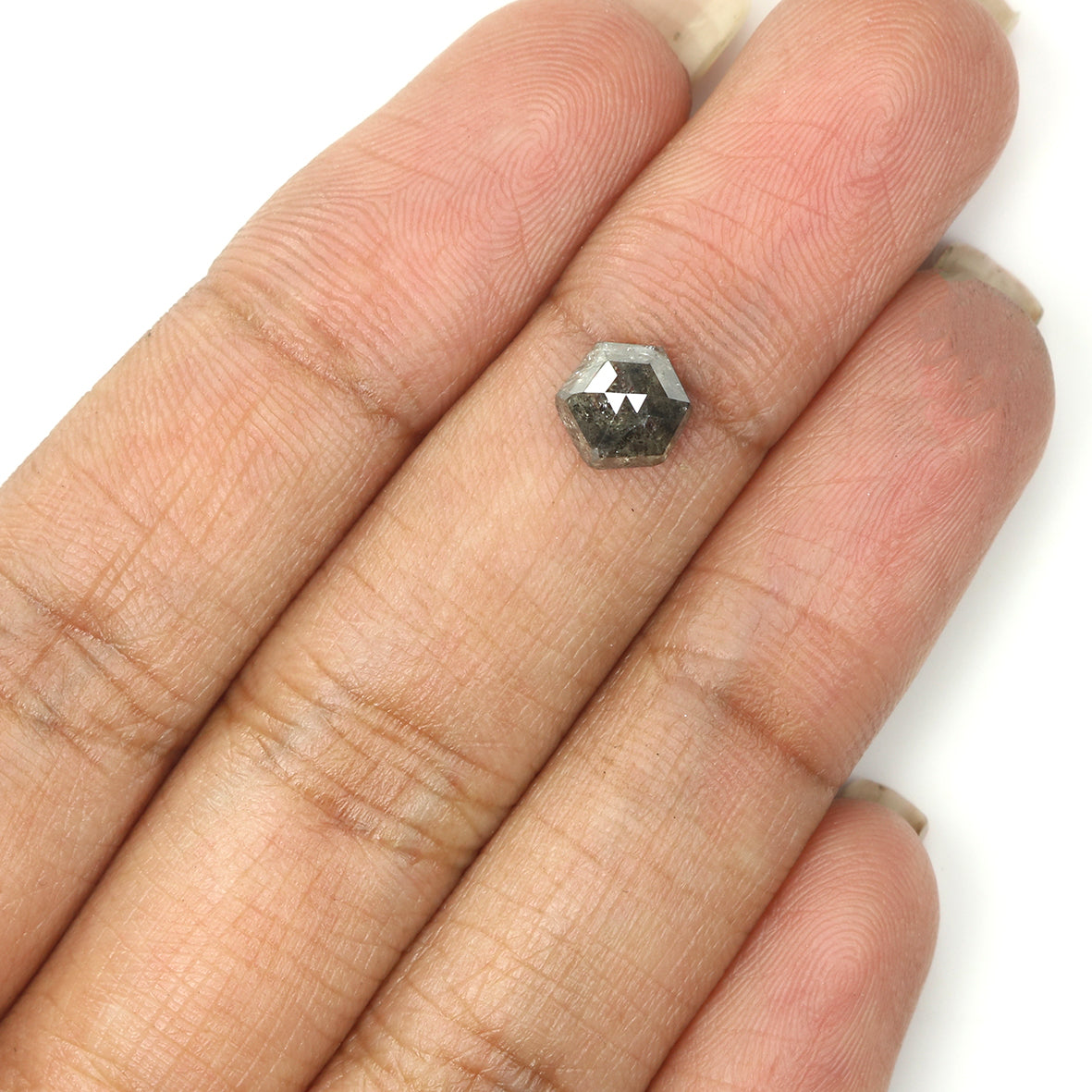 1.17 CT Natural Loose Hexagon Cut Diamond Salt And Pepper Hexagon Diamond 6.80 MM Natural Loose Black Grey Color Hexagon Cut Diamond LQ1350