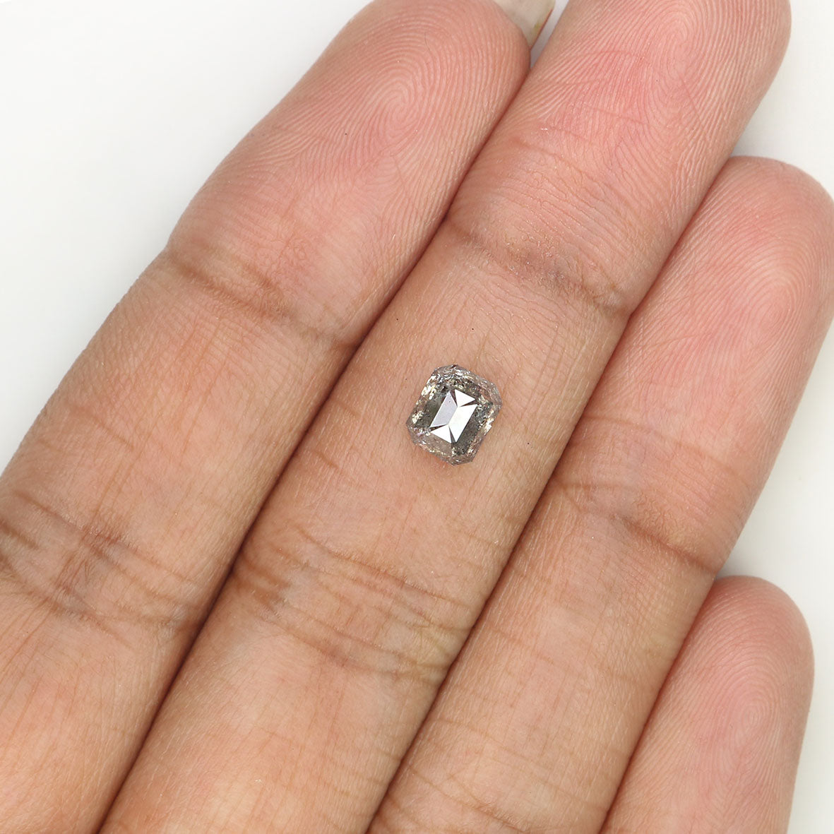 0.89 CT Natural Loose Emerald Shape Diamond Salt And Pepper Emerald Cut Diamond 5.50 MM Natural Black Grey Emerald Rose Cut Diamond LQ1220