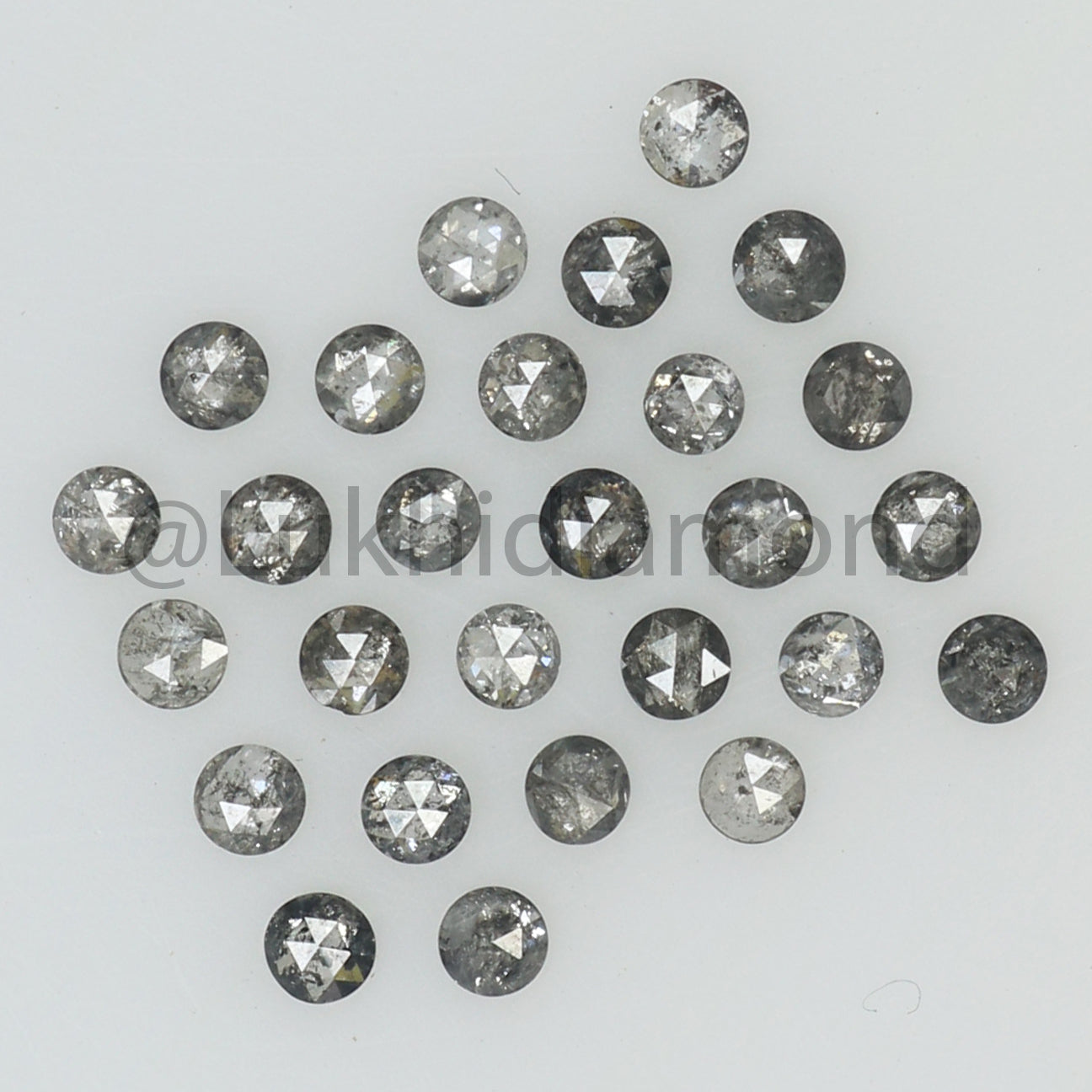 1.00 CT Natural Loose Diamond Round Rose Cut Salt And Pepper Black Gray Color I3 Clarity 2.00 MM Q200-1