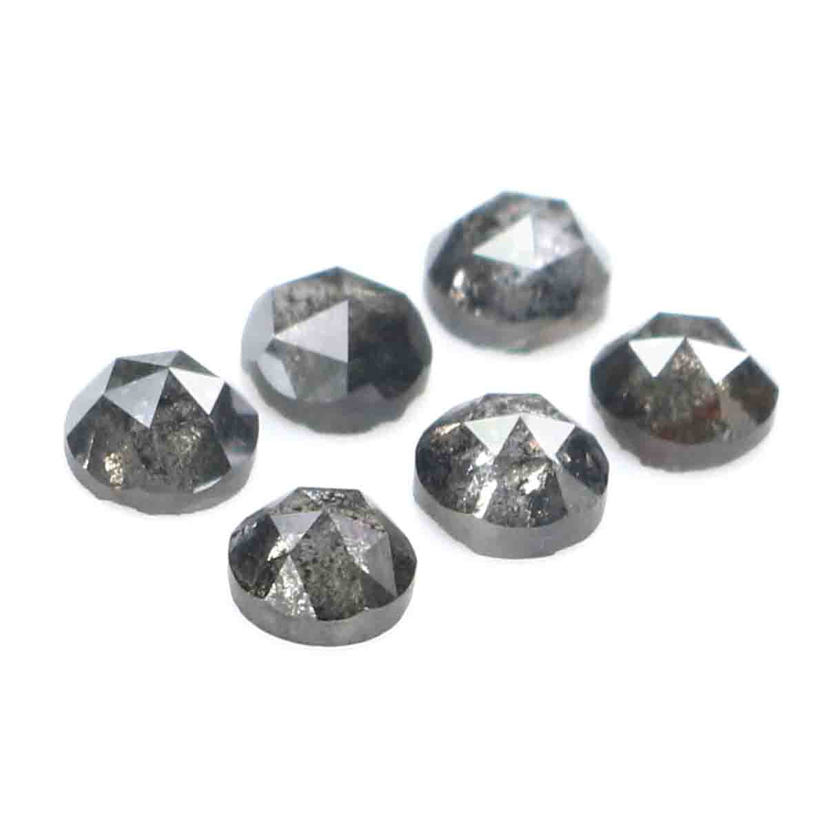 Natural Loose Rose Cut Salt And Pepper Diamond Black Grey Color 1.41 CT 3.45 MM Rose Cut Shape Diamond KDK2547