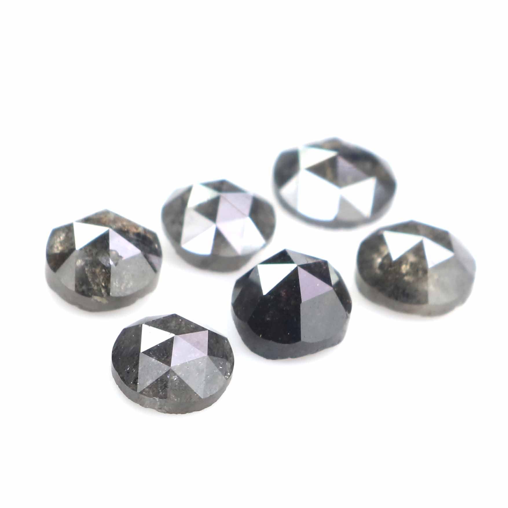 2.73 Ct Natural Loose Round Rose Cut Diamond Salt And Pepper Round Shape Diamond 4.50 MM Natural Black Grey Round Rose Cut Diamond LQ2378