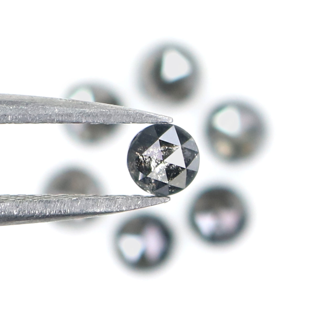 Natural Loose Rose Cut Salt And Pepper Black Grey Color Diamond 1.51 CT 3.55 MM Rose Cut Shape Diamond KDK2549