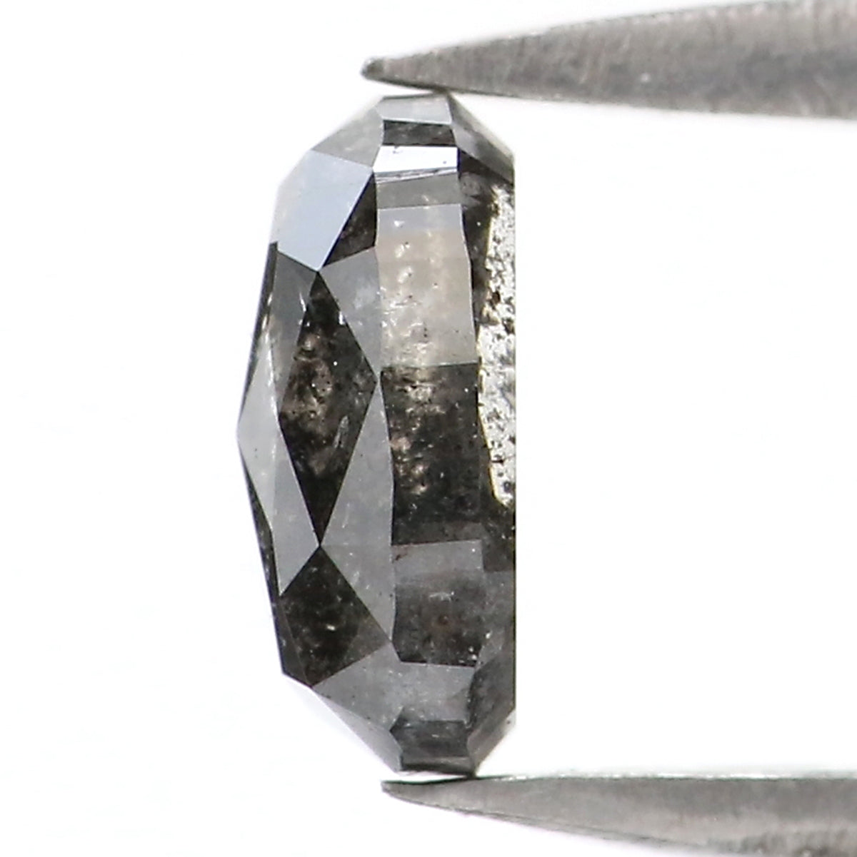 0.74 CT Natural Loose Oval Shape Diamond Salt And Pepper Oval Rose Cut Diamond 6.25 MM Black Grey Color Oval Shape Rose Cut Diamond LQ2314