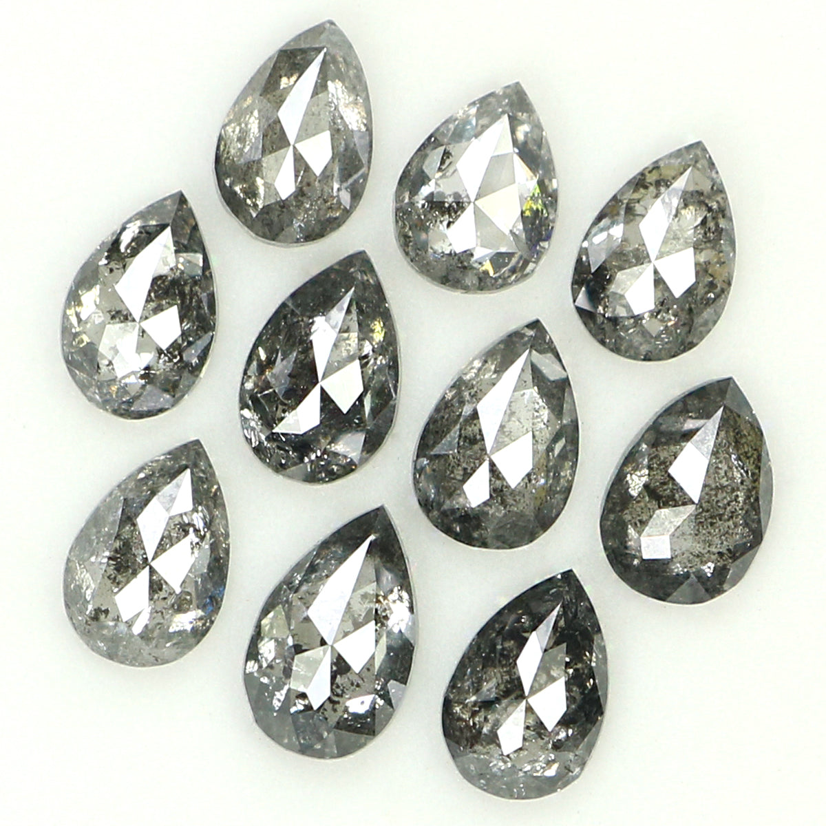 Natural Loose Pear Salt And Pepper Diamond Black Grey Color 1.19 CT 3.55 MM Pear Shape Rose Cut Diamond KDL1294