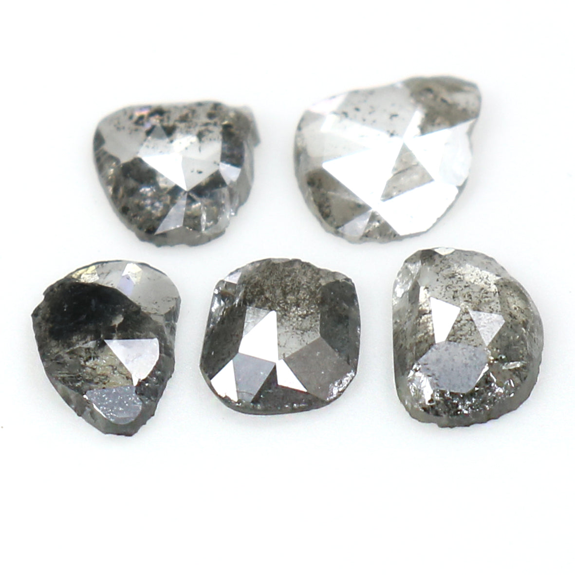 1.06 Ct Natural Loose Slice Shape Diamond Salt And Pepper Slice Cut Diamond 4.40 MM Natural Black Grey Diamond Irregular Cut Diamond LQ1514