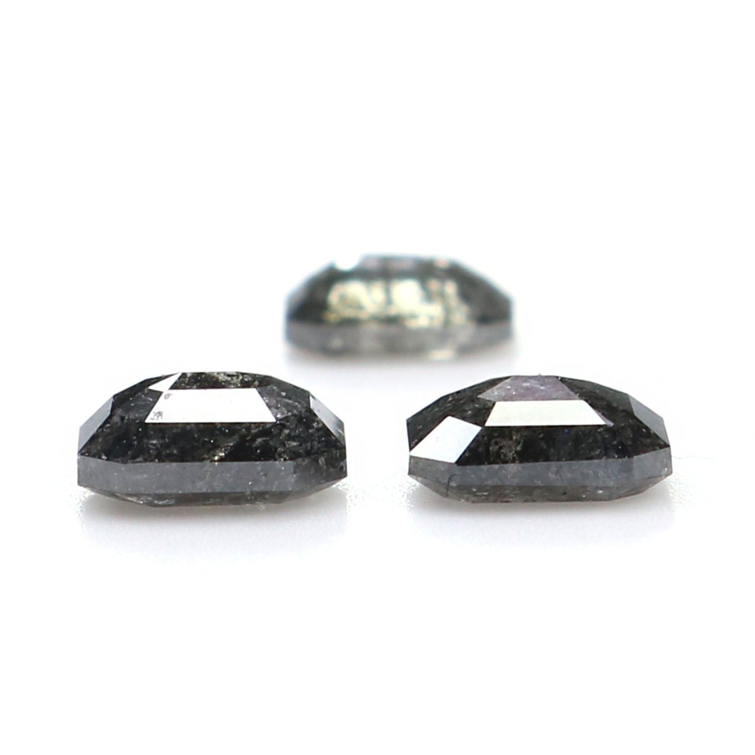 Natural Loose Emerald Salt And Pepper Diamond Black Grey Color 0.83 CT 4.09 MM Emerald Shape Rose Cut Diamond KDK2587