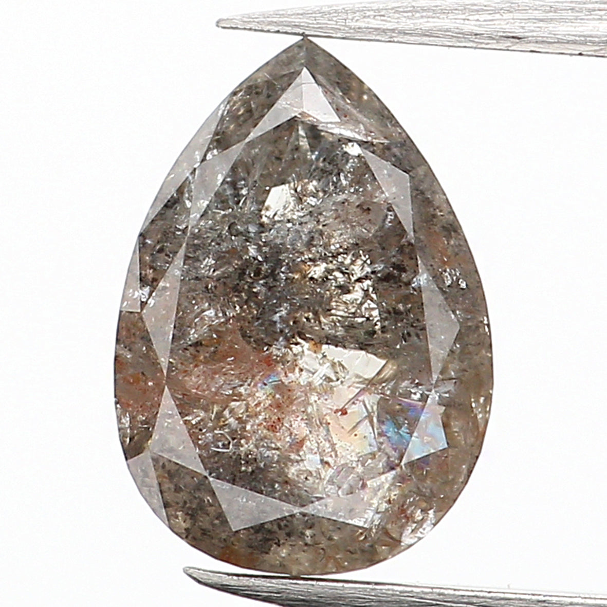 0.61 CT Natural Loose Pear Shape Diamond Grey Color Pear Cut Diamond 6.75 MM Natural Loose Brown Color Diamond Pear Rose Cut Diamond KQ2332