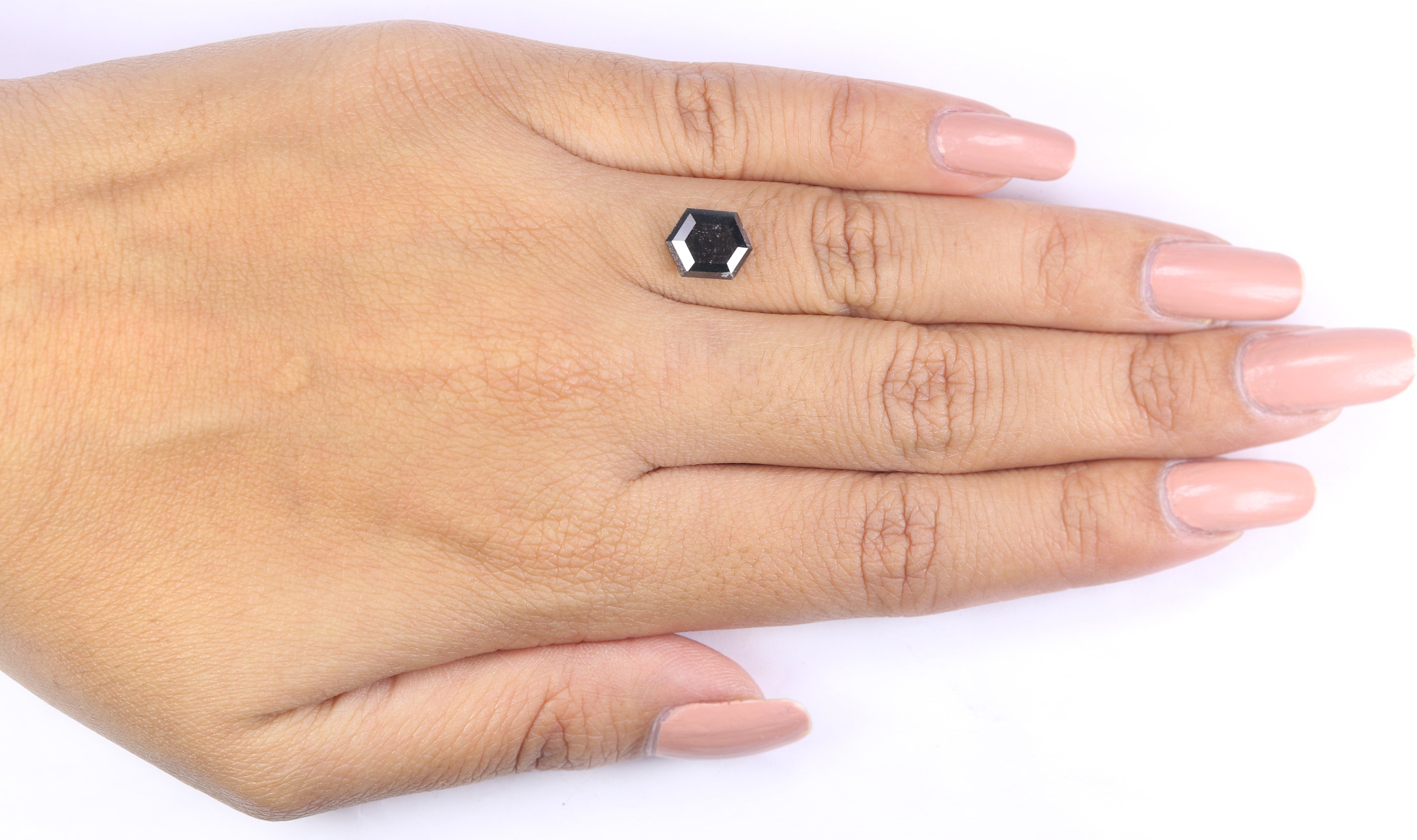 1.97 CT Natural Loose Hexagon Shape Diamond Black Color Hexagon Cut Diamond 9.25 MM Natural Black Color Hexagon Rose Cut Diamond LQ9328