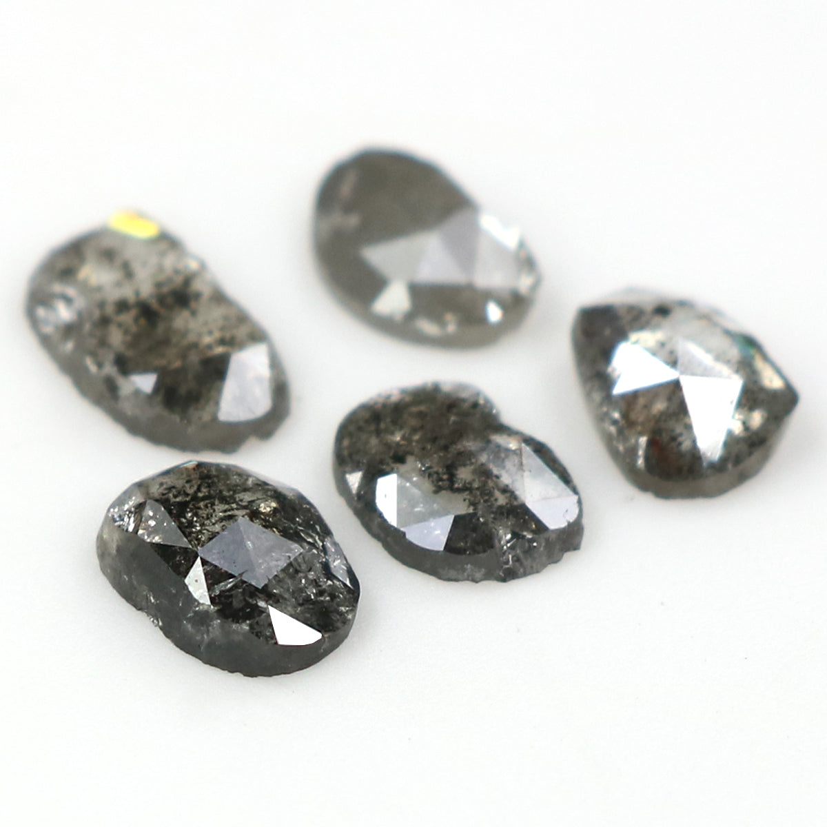 1.00 Ct Natural Loose Slice Shape Diamond Salt And Pepper Slice Diamond 4.45 MM Natural Black Grey Color Slice Irregular Cut Diamond LQ1497