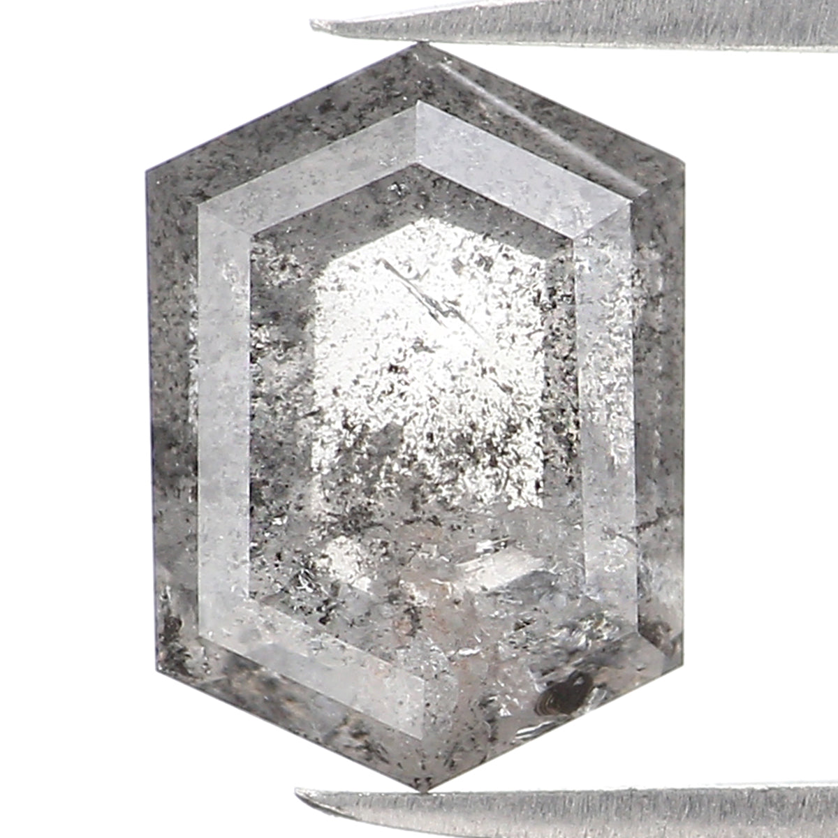 1.19 CT Natural Loose Hexagon Shape Diamond Salt And Pepper Hexagon Shape Diamond 7.50 MM Black Grey Color Hexagon Rose Cut Diamond QL1102