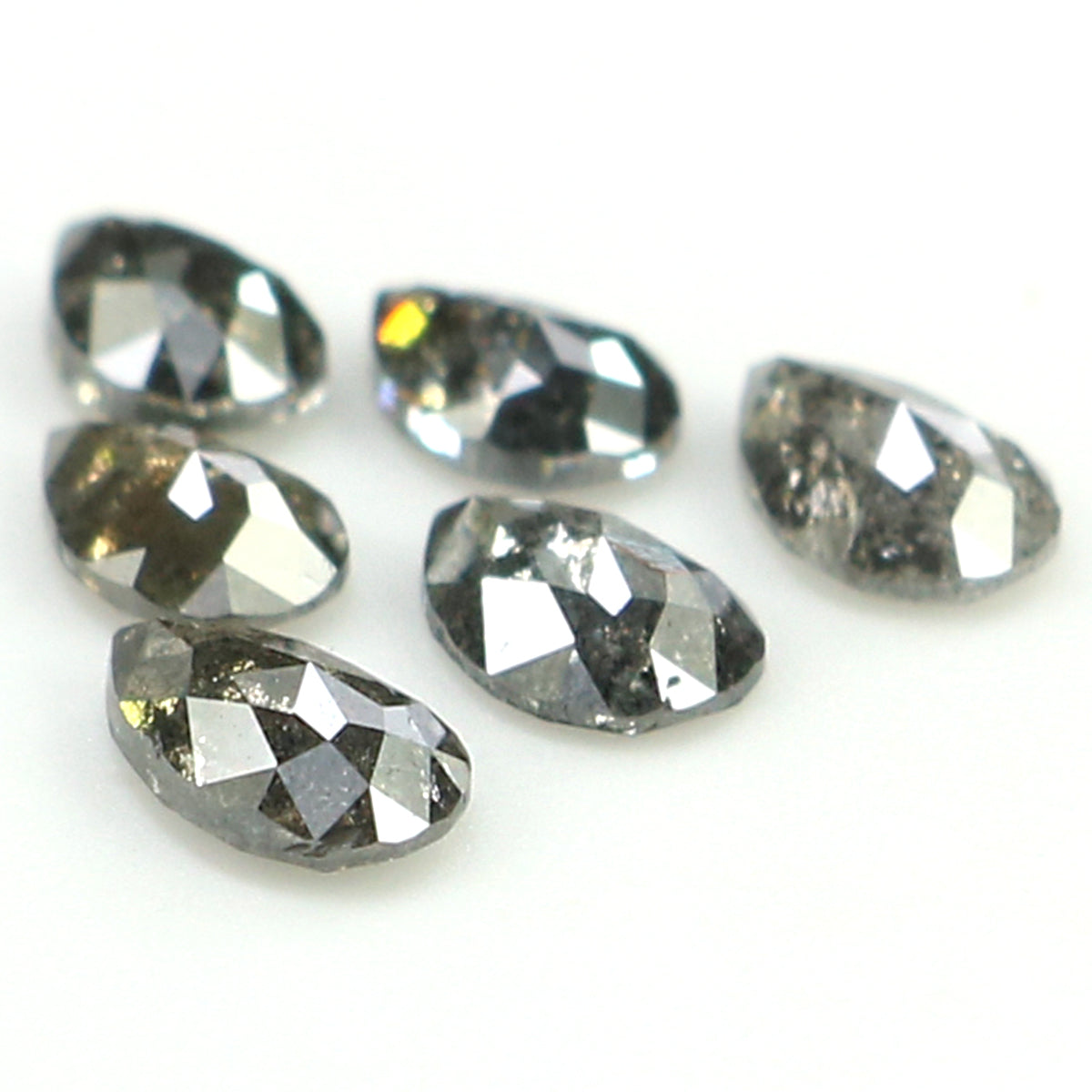 0.82 CT Natural Loose Pear Shape Diamond Salt And Pepper Pear Cut Diamond 3.90 MM Natural Black Grey Color Pear Rose Cut Diamond QLB1311