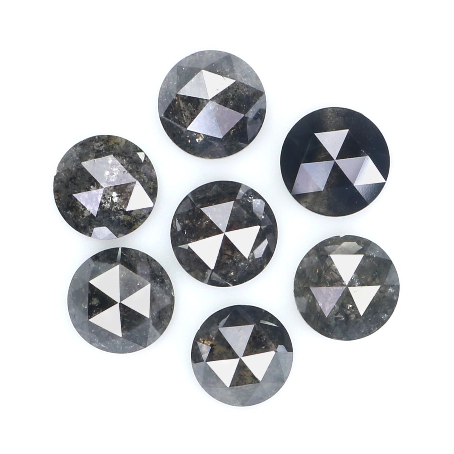 1.97 Ct Natural Loose Round Rose Cut Diamond Salt And Pepper Diamond 3.90 MM Natural Loose Black Grey Color Diamond Round Cut Diamond LQ2381