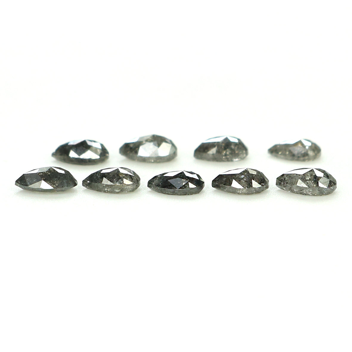 Natural Loose Pear Salt And Pepper Diamond Black Grey Color 1.13 CT 3.60 MM Pear Shape Rose Cut Diamond KDL1284