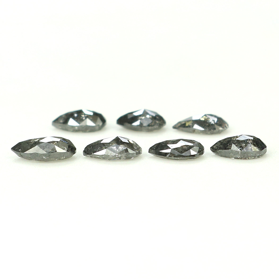 Natural Loose Pear Salt And Pepper Diamond Black Grey Color 1.07 CT 3.90 MM Pear Shape Rose Cut Diamond KDL1279