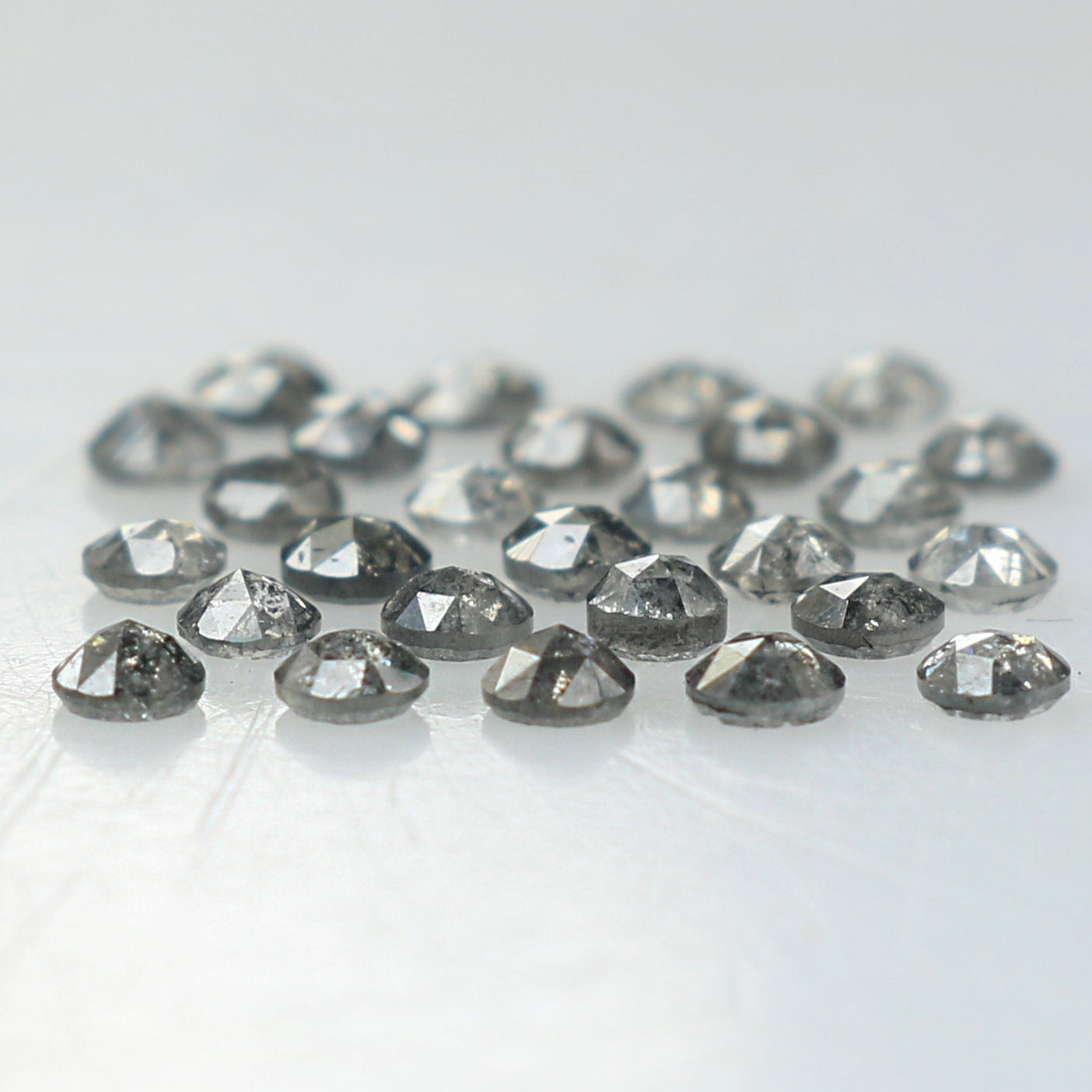 1.00 CT Natural Loose Diamond Round Rose Cut Salt And Pepper Black Gray Color I3 Clarity 2.00 MM Q200-1