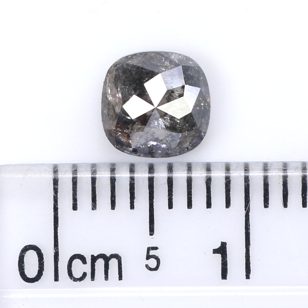 0.96 CT Natural Loose Cushion Shape Diamond Salt And Pepper Cushion Shape Diamond 5.70 MM Black Grey Color Cushion Rose Cut Diamond LQ2095