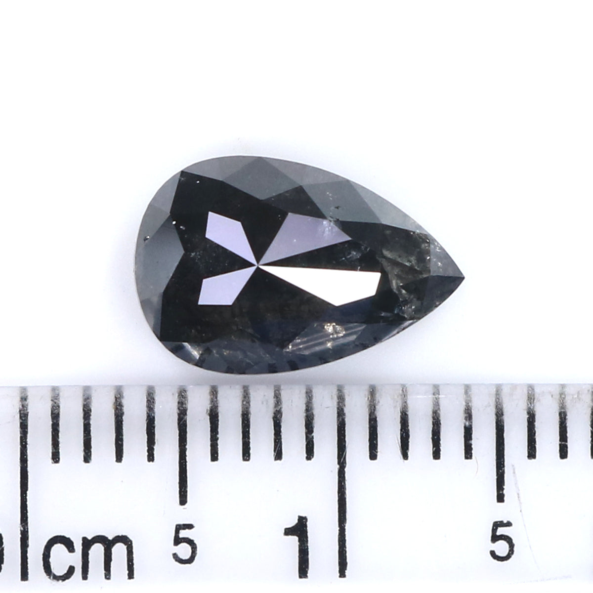 2.42 CT Natural Loose Pear Shape Diamond Salt And Pepper Pear Rose Cut Diamond 10.40 MM Black Grey Color Pear Shape Rose Cut Diamond QL2131