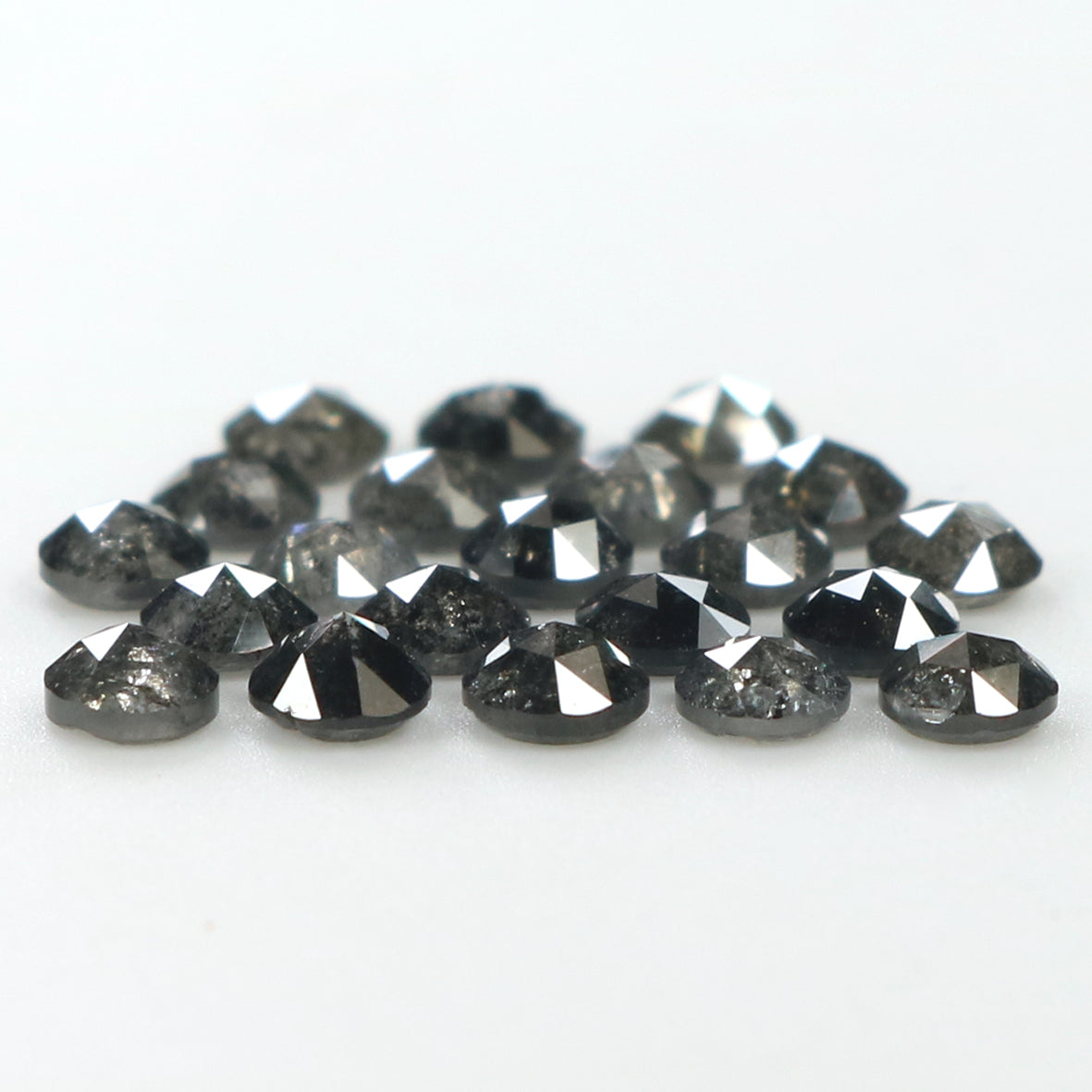 1.73 Ct Natural Loose Round Rose Cut Diamond Salt And Pepper Round Diamond 2.60 MM Natural Black Grey Color Round Rose Cut Diamond LQ1819