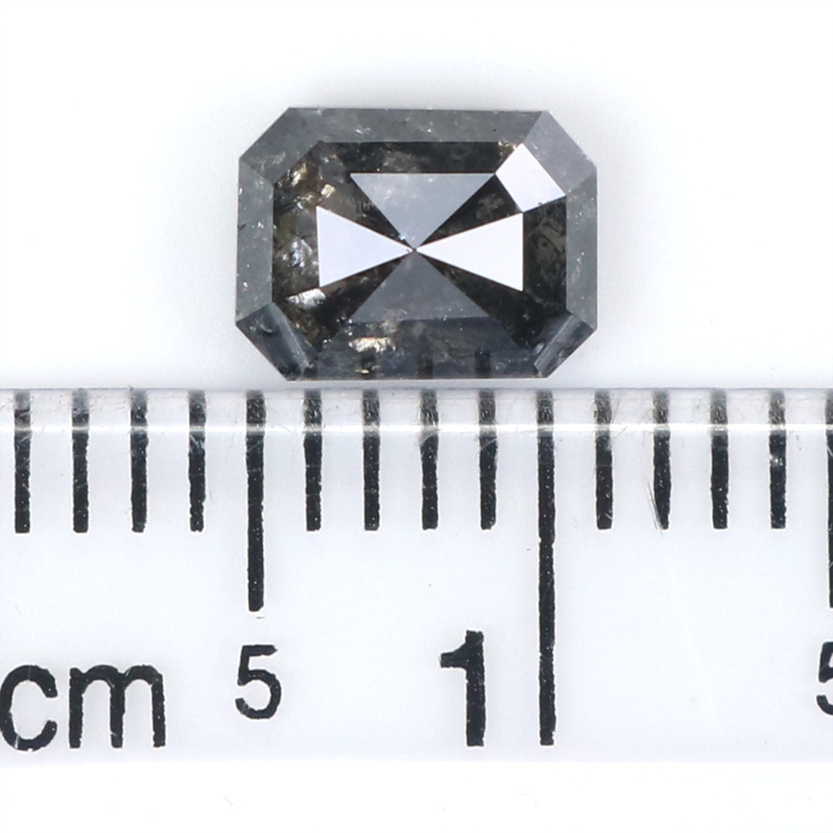 1.05 CT Natural Loose Emerald Shape Diamond Salt And Pepper Emerald Diamond 6.20 MM Black Grey Color Emerald Shape Rose Cut Diamond QLB2044