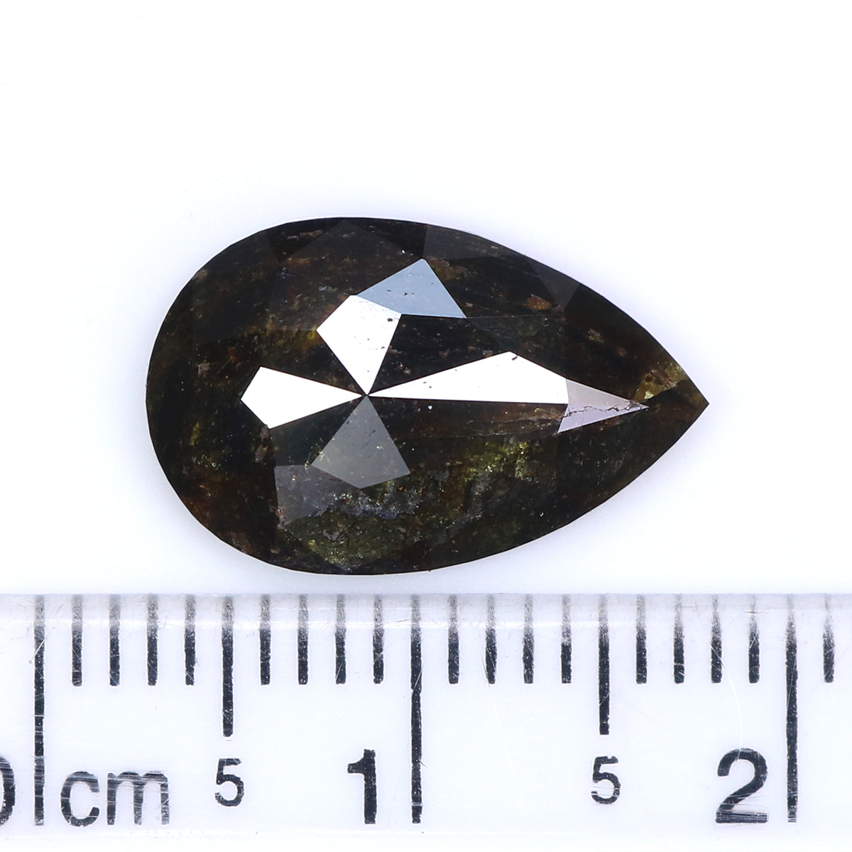 4.00 CT Natural Loose Pear Shape Diamond Black Brown Color Pear Rose Cut Diamond 15.00 MM Natural Loose Black Brown Pear Cut Diamond QL2183