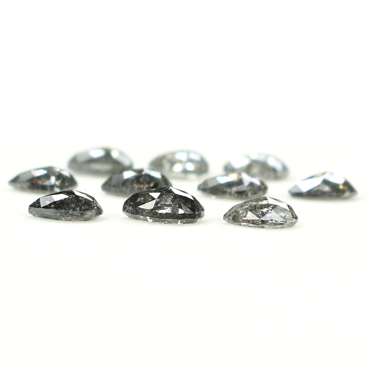 Natural Loose Pear Salt And Pepper Diamond Black Grey Color 1.19 CT 3.55 MM Pear Shape Rose Cut Diamond KDL1294