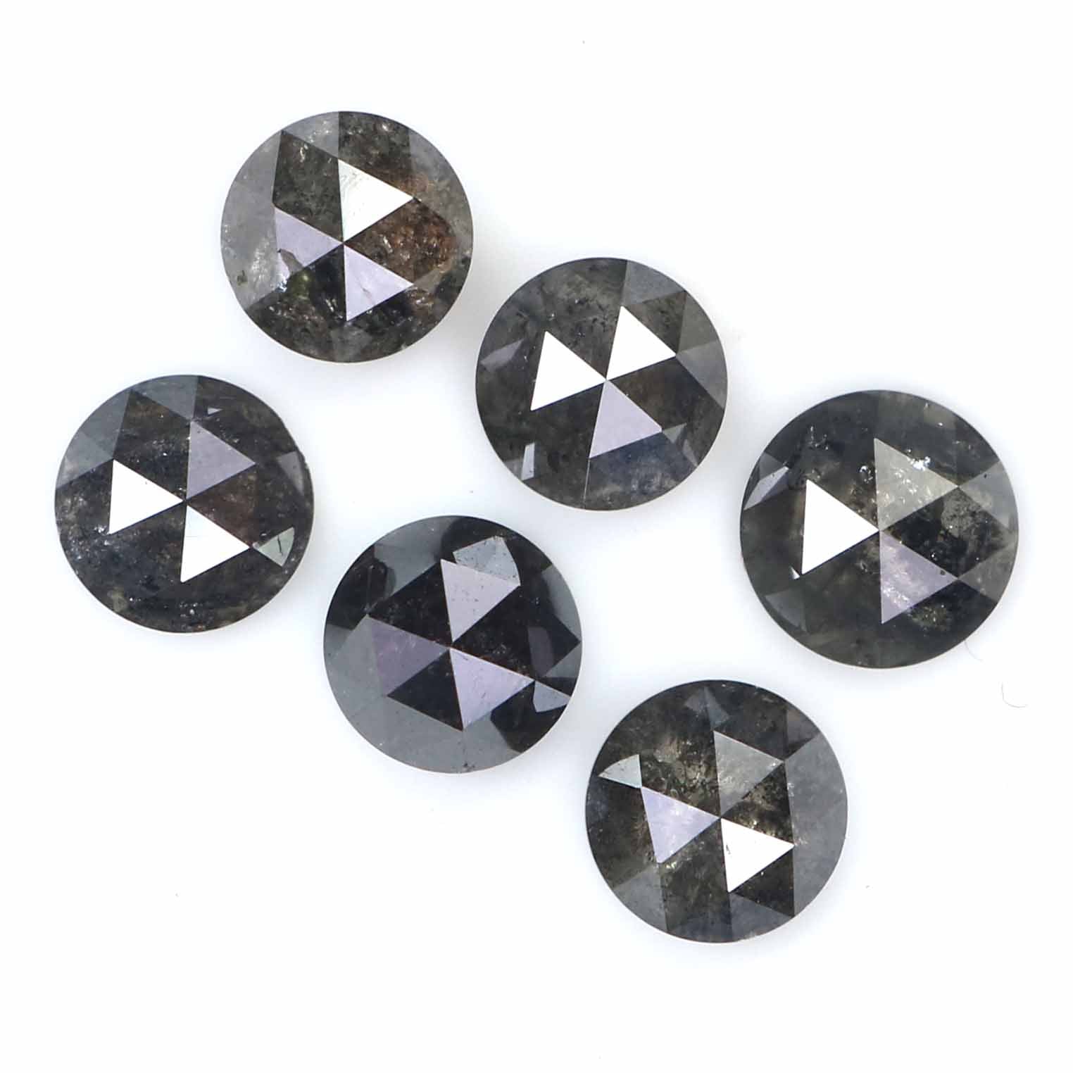 2.73 Ct Natural Loose Round Rose Cut Diamond Salt And Pepper Round Shape Diamond 4.50 MM Natural Black Grey Round Rose Cut Diamond LQ2378