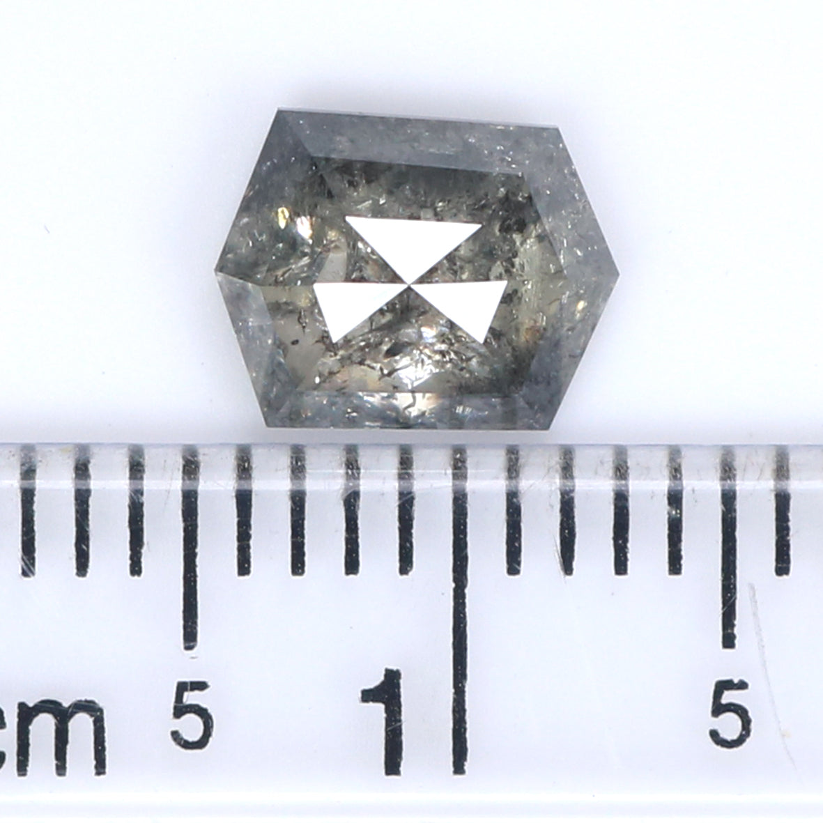 1.30 CT Natural Loose Hexagon Cut Diamond Salt And Pepper Hexagon Diamond 7.55 MM Natural Loose Black Grey Color Hexagon Cut Diamond QL2058