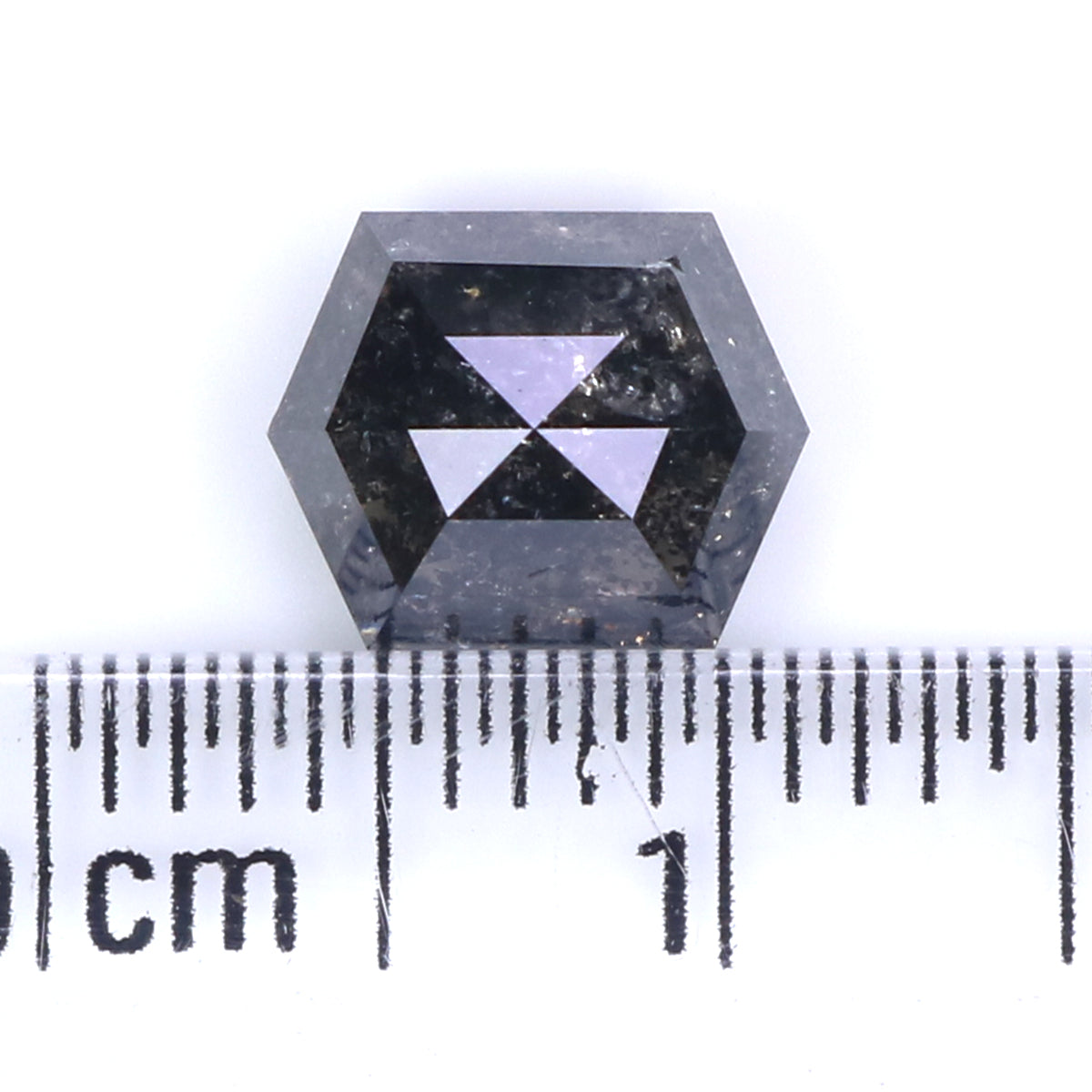 1.93 CT Natural Loose Hexagon Shape Diamond Salt And Pepper Hexagon Diamond 7.95 MM Black Grey Color Hexagon Shape Rose Cut Diamond QL2264