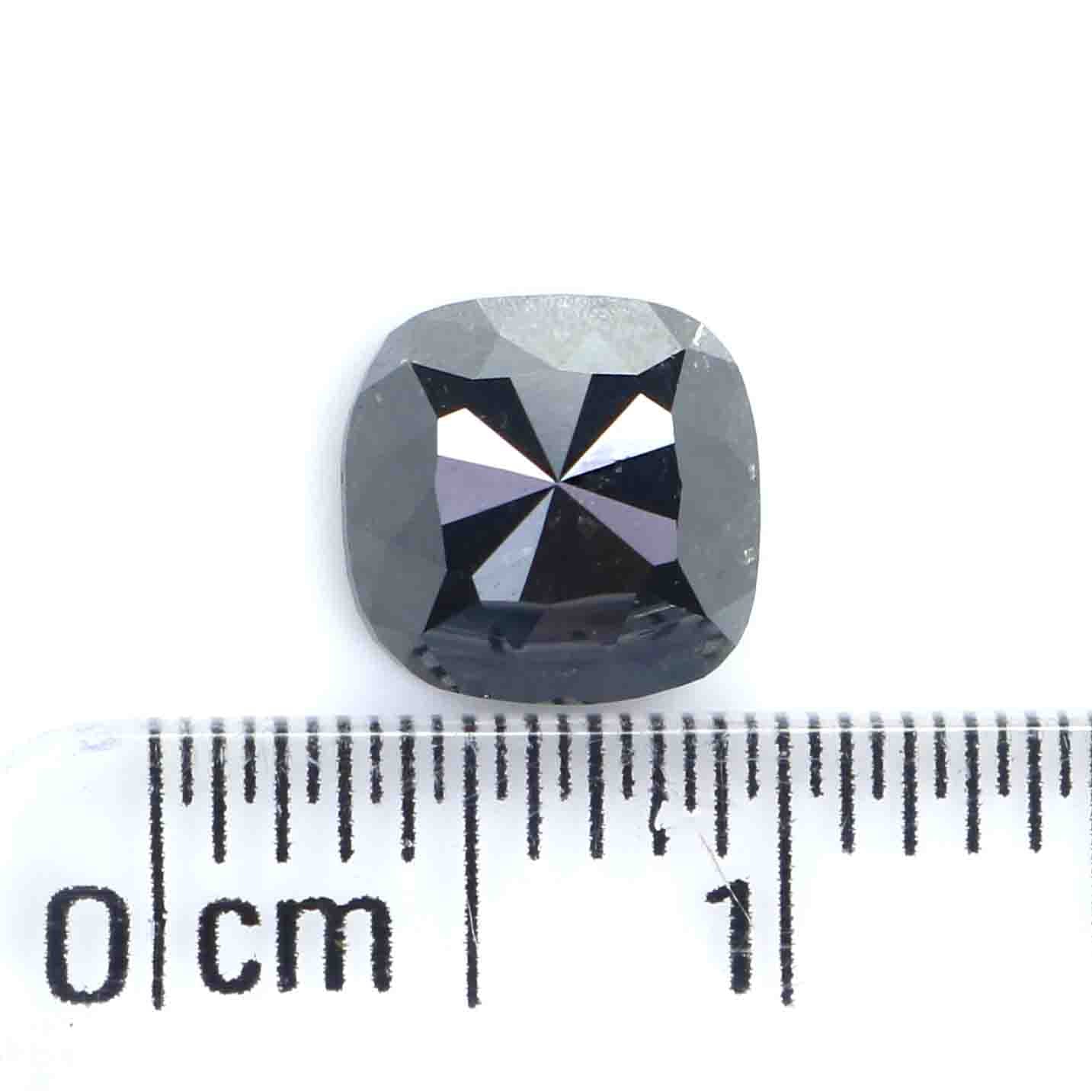 1.31 CT Natural Loose Cushion Shape Diamond Black Color Cushion Rose Cut Diamond 6.80 MM Natural Cushion Shape Black Color Diamond LQ7640