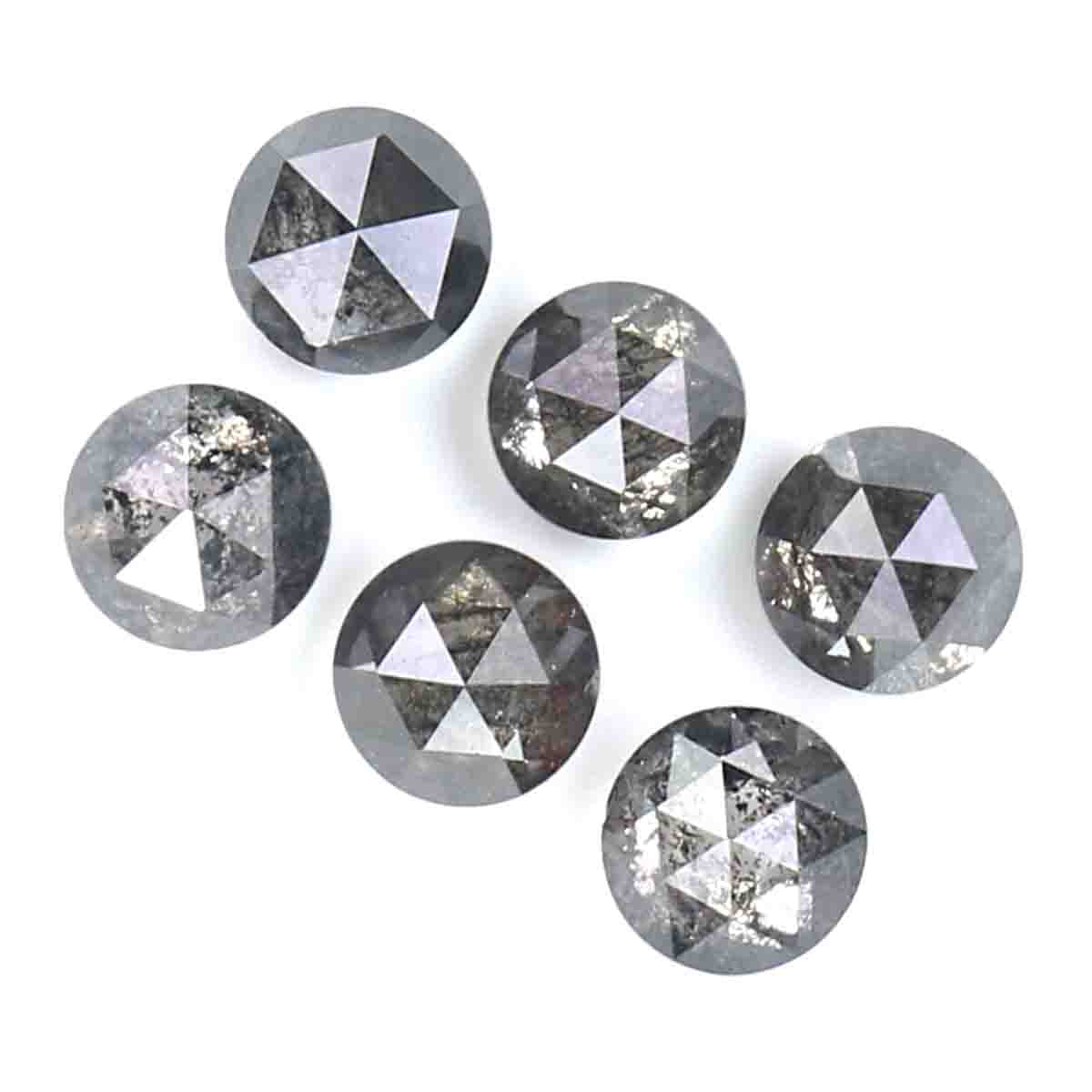 Natural Loose Rose Cut Salt And Pepper Diamond Black Grey Color 1.41 CT 3.45 MM Rose Cut Shape Diamond KDK2547