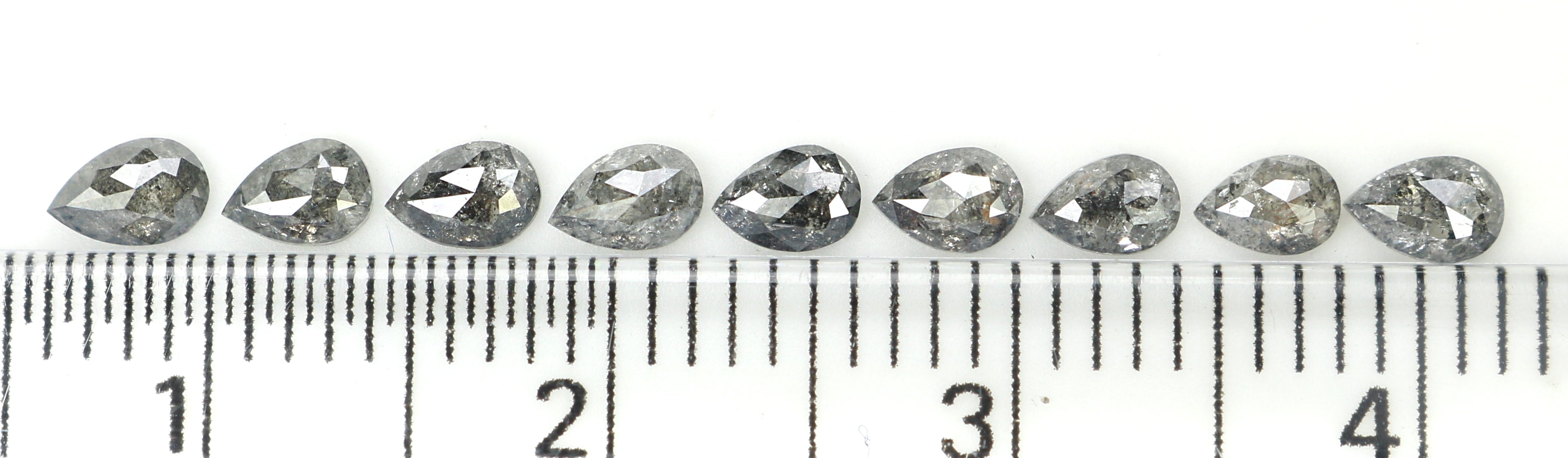 Natural Loose Pear Salt And Pepper Diamond Black Grey Color 1.13 CT 3.60 MM Pear Shape Rose Cut Diamond KDL1284