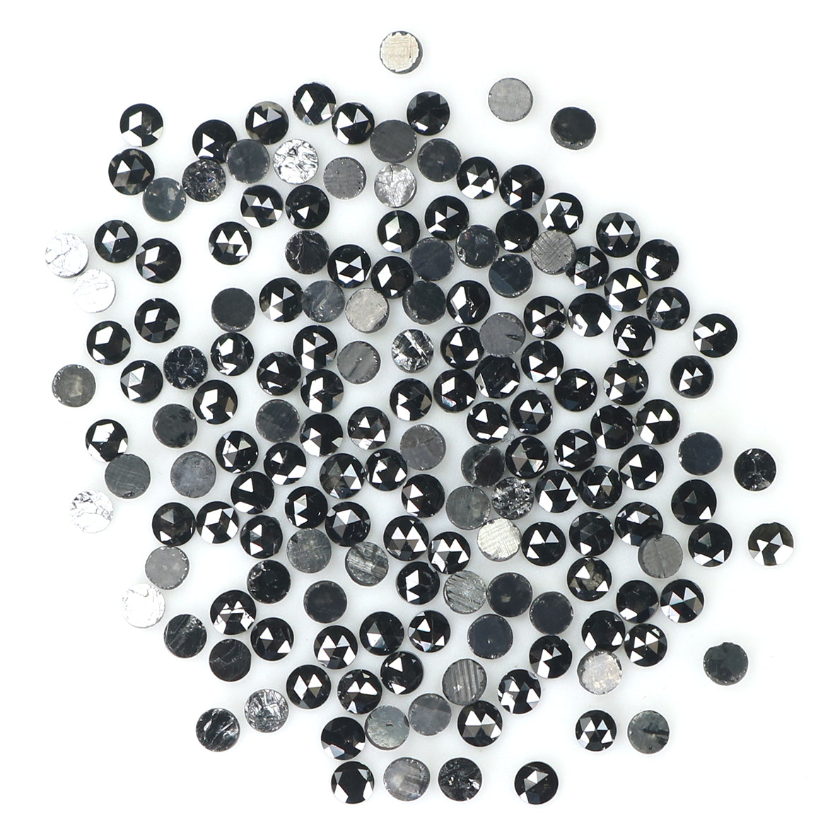 3.03 CT Natural Loose Round Rose Cut Diamond Black Color Round Shape Diamond 1.65 MM Natural Loose Black Color Round Rose Cut Diamond LQ1901