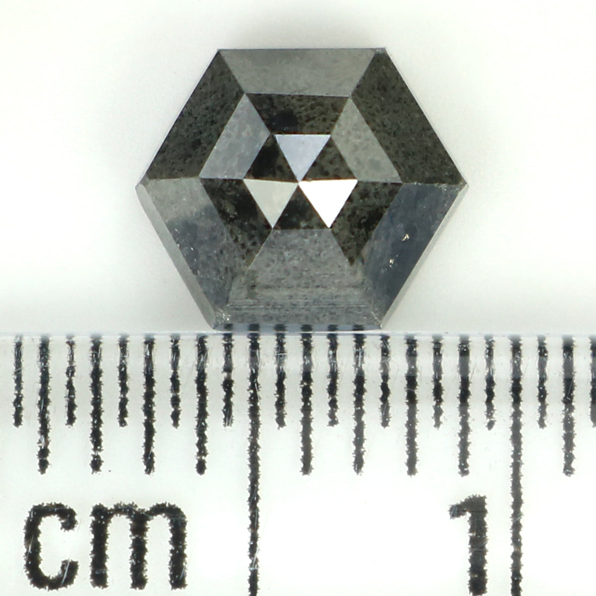 1.05 CT Natural Loose Hexagon Shape Diamond Salt And Pepper Hexagon Cut Diamond 6.40 MM Natural Black Grey Hexagon Rose Cut Diamond KQ2406