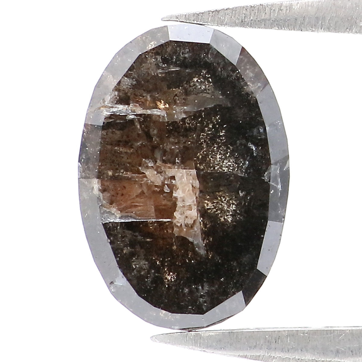 1.33 CT Natural Loose Oval Shape Diamond Salt And Pepper Oval Rose Cut Diamond 9.30 MM Black Grey Color Oval Shape Rose Cut Diamond LQ2290