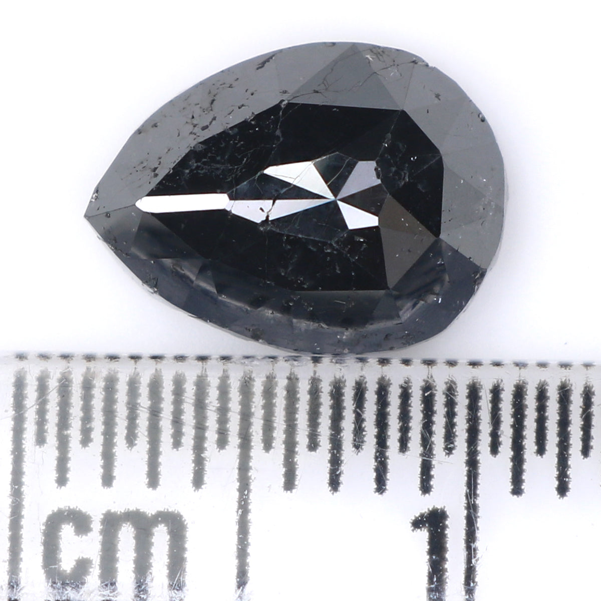 Natural Loose Pear Diamond Black Color 2.14 CT 9.25 MM Pear Shape Rose Cut Diamond L1607
