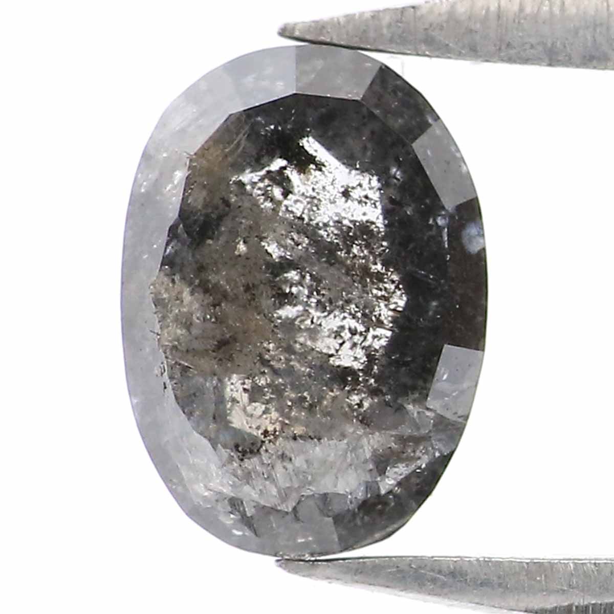 0.77 CT Natural Loose Oval Shape Diamond Salt And Pepper Oval Cut Diamond 6.25 MM Natural Black Grey Diamond Oval Rose Cut Diamond LQ2367