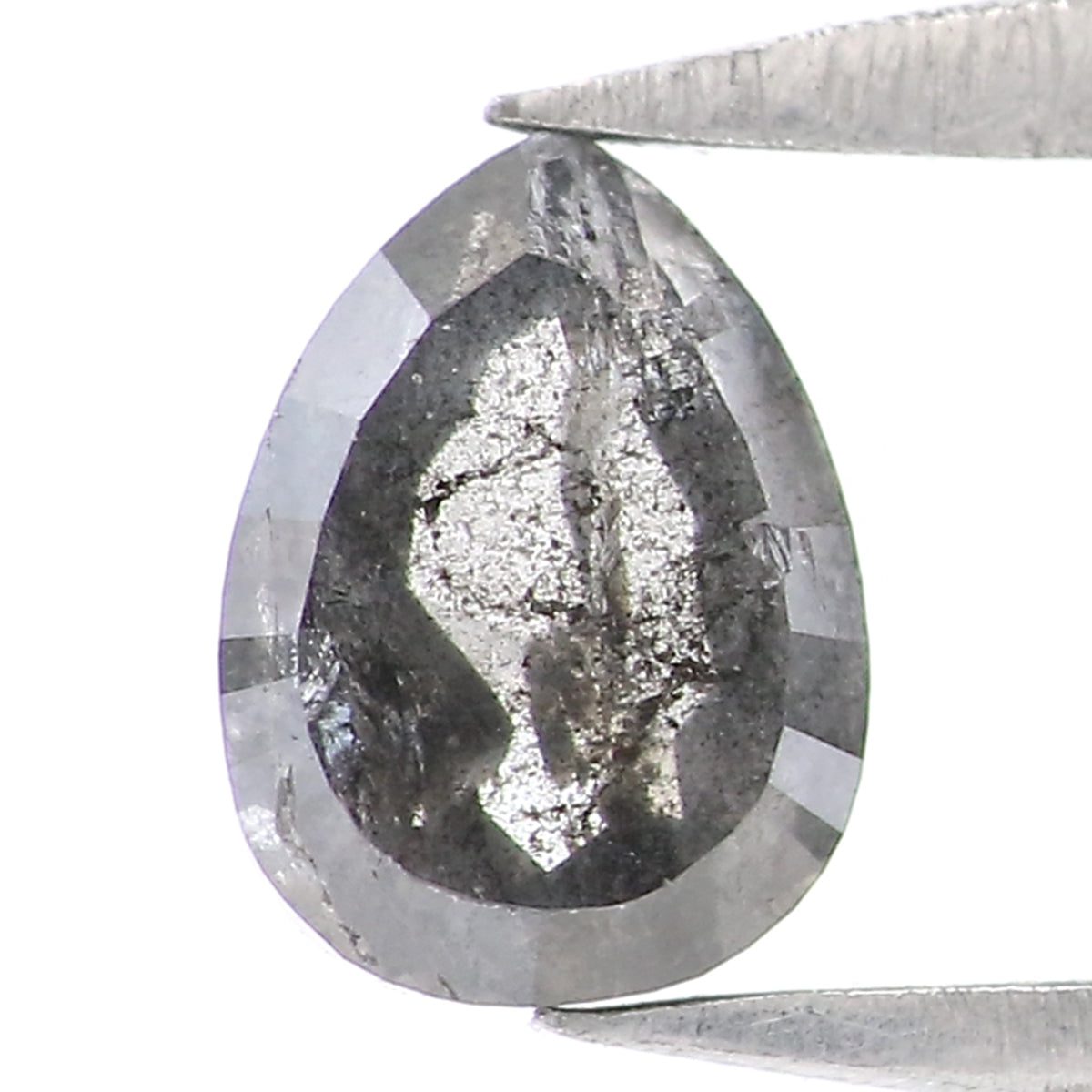 0.43 CT Natural Loose Pear Shape Diamond Salt And Pepper Pear Rose Cut Diamond 5.30 MM Natural Black Grey Color Pear Shape Diamond KQ2540