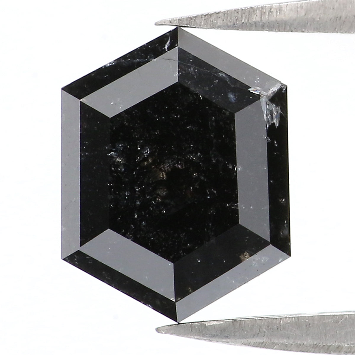 1.97 CT Natural Loose Hexagon Shape Diamond Black Color Hexagon Cut Diamond 9.25 MM Natural Black Color Hexagon Rose Cut Diamond LQ9328