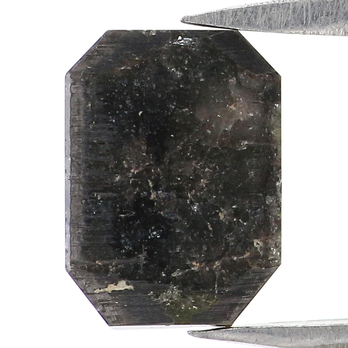 1.40 CT Natural Loose Emerald Shape Diamond Salt And Pepper Emerald Diamond 8.00 MM Natural Black Grey Color Emerald Rose Cut Diamond LQ7127