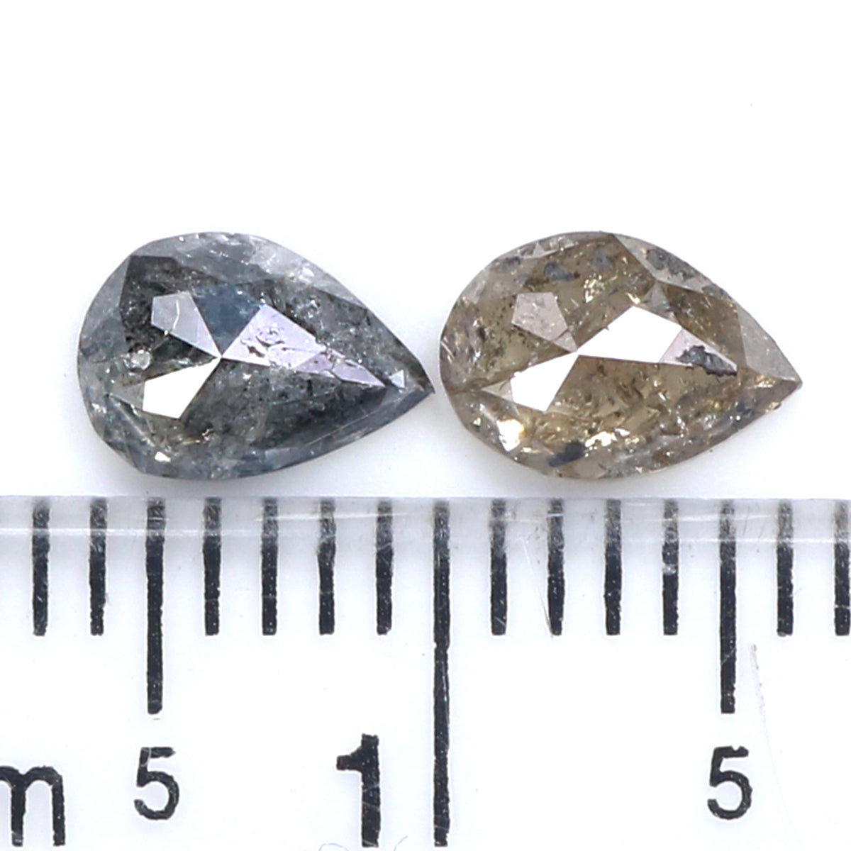 1.02 CT Natural Loose Pear Cut Pair Diamond Salt And Pepper Pear Shape Diamond 6.30 MM Natural Black Grey Color Pear Rose Cut Diamond LQ2082