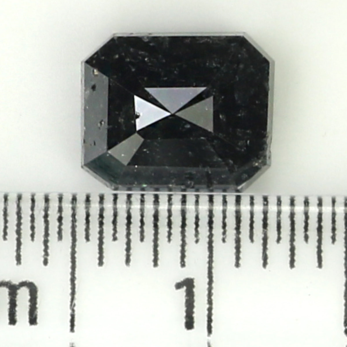 Natural Loose Emerald Salt And Pepper Diamond Black Grey Color 1.76 CT 7.10 MM Emerald Shape Rose Cut Diamond L1325