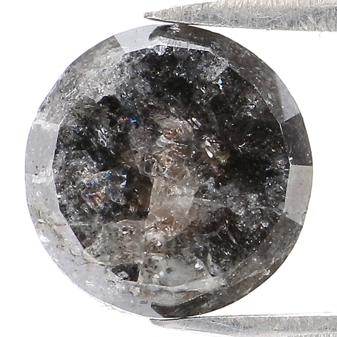 2.07 CT Natural Loose Round Rose Cut Diamond Salt And Pepper Round Diamond 7.65 MM Natural Loose Black Color Diamond Rose Cut Diamond LQ026