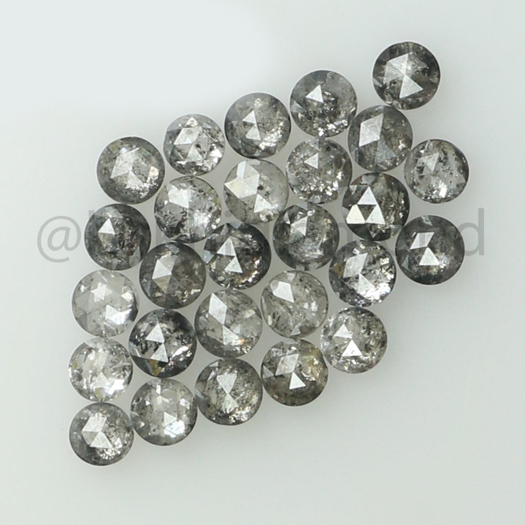 1.00 CT Natural Loose Diamond Round Rose Cut Salt And Pepper Black Gray Color I3 Clarity 2.00 MM Q200-1