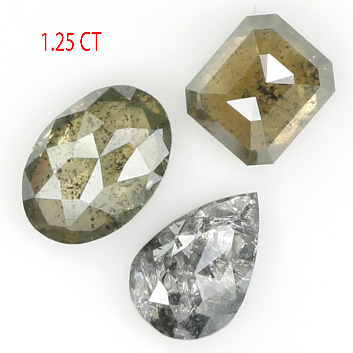 1.25 Ct Natural Loose Diamond, Mix Shape, Black Diamond, Pear Diamond, Emerald Diamond, Oval Diamond, Rustic Diamond KDL005