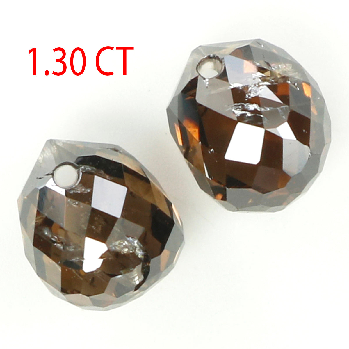 1.30 Ct Natural Loose Briolette Shape Diamond Brown Color Drop Diamond 4.70 MM Natural Loose Brown Color Briolette Rose Cut Diamond LQ125